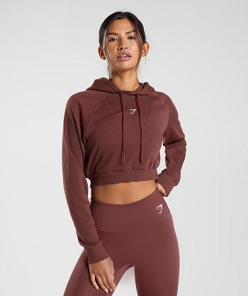 Dámské Mikiny S Kapucí Gymshark Tréninková Cropped Růžové Hnědé | CZ 3564GSO